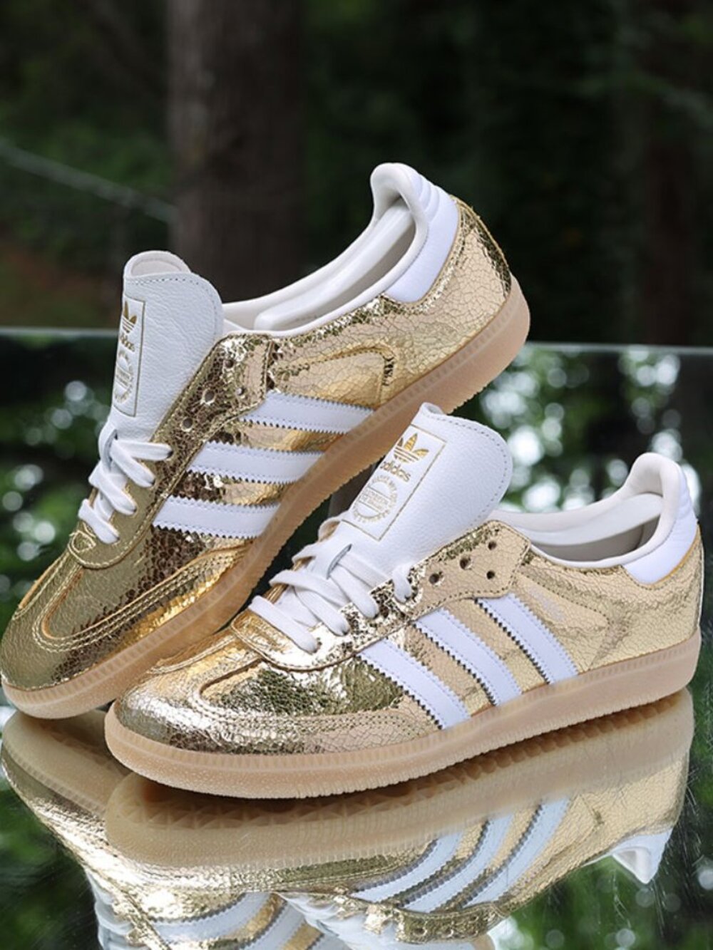 Adidas Samba OG Gold Metallic Cracked Leather Women’s Size 7 - Picture 4 of 13
